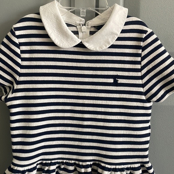 Polo by Ralph Lauren navy striped dress girls size 8/10 - Picture 2 of 4